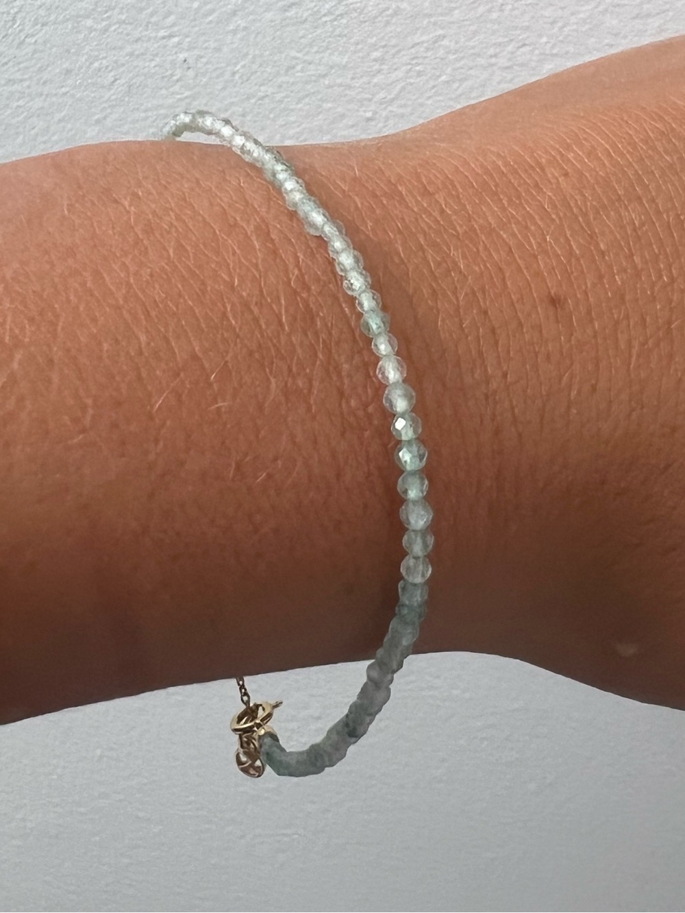 Aventurine Beaded Bracelet with 18K Gold Vermeil clasp and chain - Picture 2 of 4